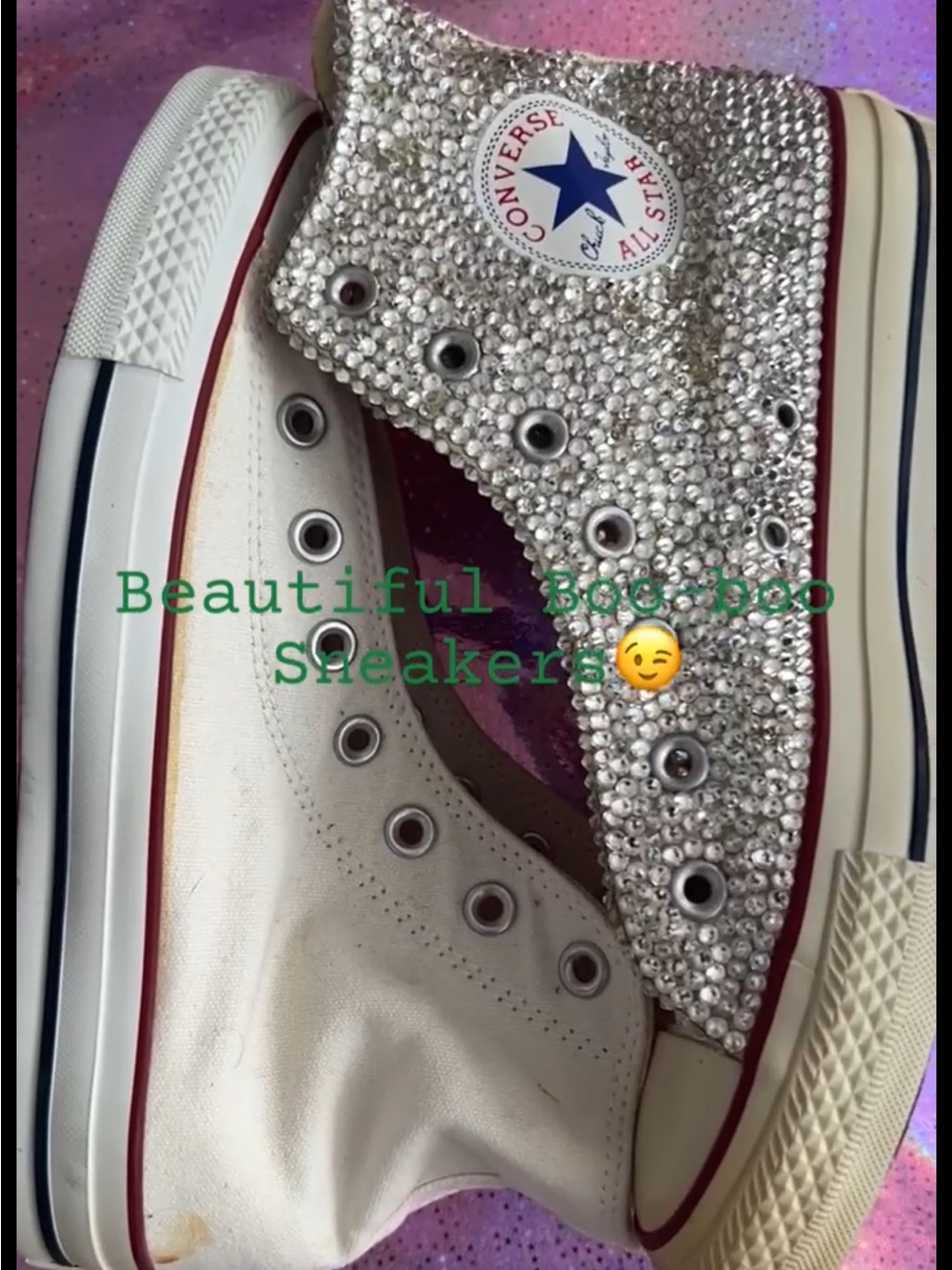 Converse Women Silver Authentic Swarovski Crystals Chuck Taylor Sneakers✨💎✨